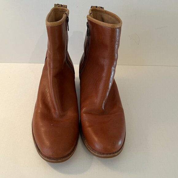 Timberland Brown Leather Ankle Boots Zip Closure Block Heels ~ Women's Size 10W - Picture 12 of 15